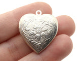 28mm Heart Locket with Flowers Antique Silver Tone Brass Locket Charm Jewelry Making and Beading Supplies