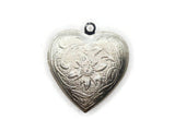 28mm Heart Locket with Flowers Antique Silver Tone Brass Locket Charm Jewelry Making and Beading Supplies