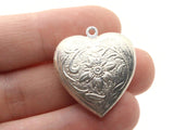 28mm Heart Locket with Flowers Antique Silver Tone Brass Locket Charm Jewelry Making and Beading Supplies