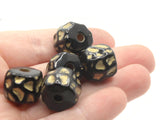5 15mm Black and Gold Spotted Tube Beads Plastic Bead Jewelry Making Beading Supplies