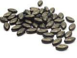 50 13mm Black and Gold Flat Oval Marquis Beads Plastic Bead Jewelry Making Beading Supplies
