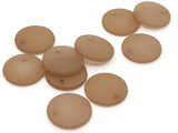 10 20mm Flat Round Drop Beads Frosted Brown Vintage Lucite Plastic Beads Jewelry Making Beading Supplies