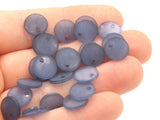 40 10mm Flat Round Drop Beads Frosted Blue Lucite Plastic Beads Jewelry Making Beading Supplies