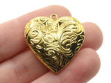 29mm Heart Locket with Flowers Gold Tone Brass Locket Charm Jewelry Making and Beading Supplies