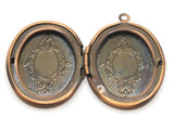 34mm Oval Flower Locket Copper Tone Brass Locket Charm Jewelry Making and Beading Supplies