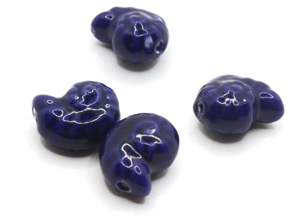 4 14mm Porcelain Spiral Shell Beads Dark Blue Porcelain Glass Beads Ocean and Beach Beads Jewelry Making Beading Supplies Loose Beads