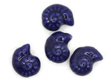 4 14mm Porcelain Spiral Shell Beads Dark Blue Porcelain Glass Beads Ocean and Beach Beads Jewelry Making Beading Supplies Loose Beads
