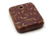 34mm Brown Porcelain Ceramic Rectangle Pendant Patterned Bead Large Hole Bead Jewelry Making Beading Supplies