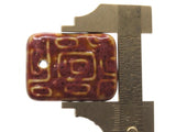 34mm Brown Porcelain Ceramic Rectangle Pendant Patterned Bead Large Hole Bead Jewelry Making Beading Supplies