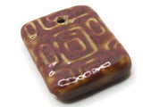 34mm Brown Porcelain Ceramic Rectangle Pendant Patterned Bead Large Hole Bead Jewelry Making Beading Supplies