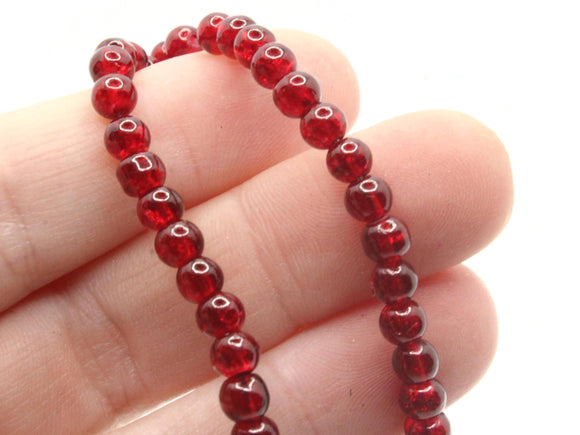 4mm Dark Red Beads Crackle Glass Beads Smooth Round Beads Full Strand Cracked Glass Beads Jewelry Making Beading Supplies Small Beads