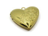 26mm Heart Locket with Daisy Flowers Gold Tone Brass Locket Charm Jewelry Making and Beading Supplies
