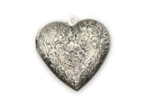 29mm Heart Locket with Flowers Antique Silver Tone Brass Locket Charm Jewelry Making and Beading Supplies