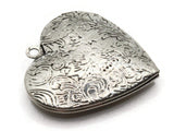 29mm Heart Locket with Flowers Antique Silver Tone Brass Locket Charm Jewelry Making and Beading Supplies