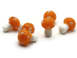 6 19mm Light Orange and White Mushroom Beads Polka Dot Lampwork Glass Beads Plant Beads Jewelry Making Beading Supplies