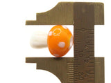 6 19mm Light Orange and White Mushroom Beads Polka Dot Lampwork Glass Beads Plant Beads Jewelry Making Beading Supplies