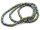70 7mm Tube Beads Blue and Green Metallic Glass Beads Jewelry Making Beading Supplies Bead Strand