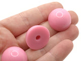 7 22mm Bubblegum Pink Round Vintage Lucite Plastic Cabochons Flat Back Dome Cabochons