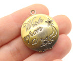 30mm Wish Upon a Star Round Brass Locket Charm Jewelry Making and Beading Supplies