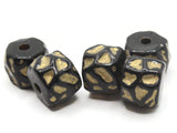 5 15mm Black and Gold Spotted Tube Beads Plastic Bead Jewelry Making Beading Supplies