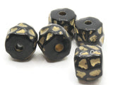 5 15mm Black and Gold Spotted Tube Beads Plastic Bead Jewelry Making Beading Supplies