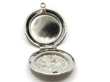 32mm Round Flower Locket Silver Tone Locket Charm Jewelry Making and Beading Supplies Floral Locket