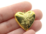 26mm Heart Locket with Daisy Flowers Gold Tone Brass Locket Charm Jewelry Making and Beading Supplies