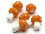 6 19mm Light Orange and White Mushroom Beads Polka Dot Lampwork Glass Beads Plant Beads Jewelry Making Beading Supplies