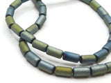 70 7mm Tube Beads Blue and Green Metallic Glass Beads Jewelry Making Beading Supplies Bead Strand