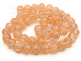 Peach Pink Crackle Glass Beads 8mm Round Beads Jewelry Making Beading Supplies Full Strand Loose Beads Cracked Glass Smooth Round Beads