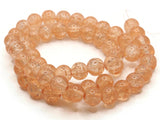 Peach Pink Crackle Glass Beads 8mm Round Beads Jewelry Making Beading Supplies Full Strand Loose Beads Cracked Glass Smooth Round Beads