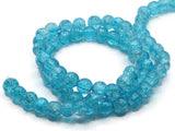 6mm Bright Sky Blue Crackle Glass Beads Round Beads Clear Cracked Glass Beads Jewelry Making Beading Supplies Loose Beads Smooth Round Beads