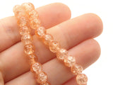 6mm Peach Pink Crackle Glass Beads Round Beads Clear Cracked Glass Beads Jewelry Making Beading Supplies Loose Beads Smooth Round Beads