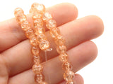 6mm Peach Pink Crackle Glass Beads Round Beads Clear Cracked Glass Beads Jewelry Making Beading Supplies Loose Beads Smooth Round Beads