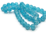 Bright Sky Blue Crackle Glass Beads 10mm Round Beads Cracked Glass Beads Smooth Round Beads Loose Beads Jewelry Making Beading Supplies
