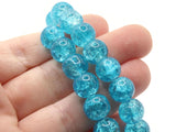 Bright Sky Blue Crackle Glass Beads 10mm Round Beads Cracked Glass Beads Smooth Round Beads Loose Beads Jewelry Making Beading Supplies
