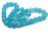 Bright Sky Blue Crackle Glass Beads 10mm Round Beads Cracked Glass Beads Smooth Round Beads Loose Beads Jewelry Making Beading Supplies