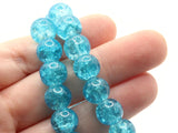 Bright Sky Blue Crackle Glass Beads 10mm Round Beads Cracked Glass Beads Smooth Round Beads Loose Beads Jewelry Making Beading Supplies