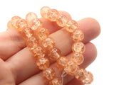 Peach Pink Crackle Glass Beads 8mm Round Beads Jewelry Making Beading Supplies Full Strand Loose Beads Cracked Glass Smooth Round Beads