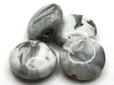 4 21mm Light and Dark Gray Ceramic Coin Beads Large Hole Beads Jewelry Making Beading Supplies Flat Round Beads to String