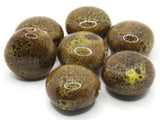 7 23mm Yellow and Brown Speckled Ceramic Coin Beads Large Hole Beads Jewelry Making Beading Supplies Flat Round Beads to String