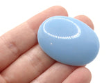 6 40mm x 30mm Sky Blue Swirling Oval Vintage Lucite Plastic Flat Back Cabochons Mosaic Supplies Jewelry Making