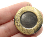 35mm Round Brass Floral Locket Charm Jewelry Making and Beading Supplies