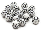 17 11mm White and Black Plastic Coin Patterned Beads Large Hole Beads Jewelry Making Beading Supplies Loose Beads Lightweight Acrylic Beads