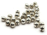 30 8mm Silver Faceted Round Beads Vintage Silver Plated Plastic Beads Jewelry Making Beading Supplies Shiny Metal Focal Beads