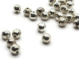 30 8mm Silver Faceted Round Beads Vintage Silver Plated Plastic Beads Jewelry Making Beading Supplies Shiny Metal Focal Beads