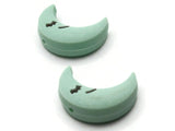 2 27mm Green Crescent Moon Charms Food Safe Silicone Plastic Celestial Pendants Miniature Cute Charms Jewelry Making Beading Supplies