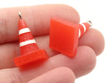 2 29mm Orange Safety Cone Resin Charms Miniature Cute Charms Jewelry Making Beading Supplies kitsch charms Smileyboy