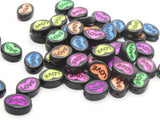 50 13mm Flat Oval Love Beads Black Beads and Neon Mixed Color Plastic Beads to String Jewelry Making Beading Supplies