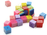 25 8mm Mixed Color Striped Beads Cube Beads to String Lightweight Beads Jewelry Making Beading Supplies